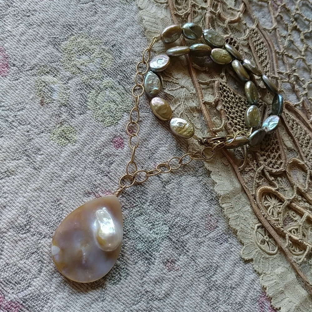 Artisan Gold and Cream Necklace